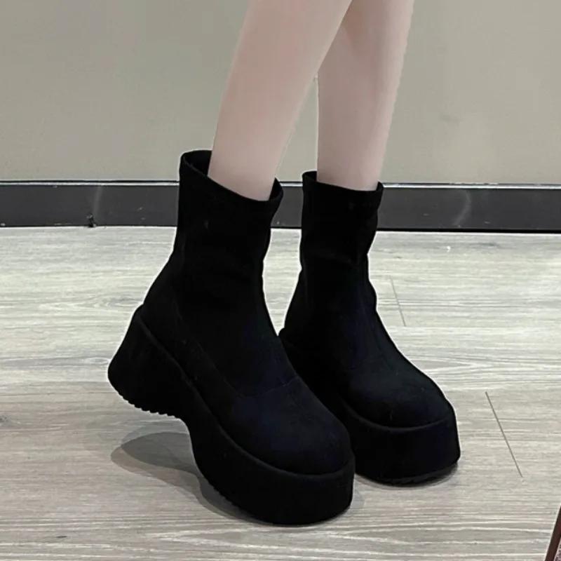 Women Platform Suede Ankle Snow Boots Fashion Flats Shoes Woman Winter 2025 Trend Cozy Warm Walking High Quality Botas Mujer
