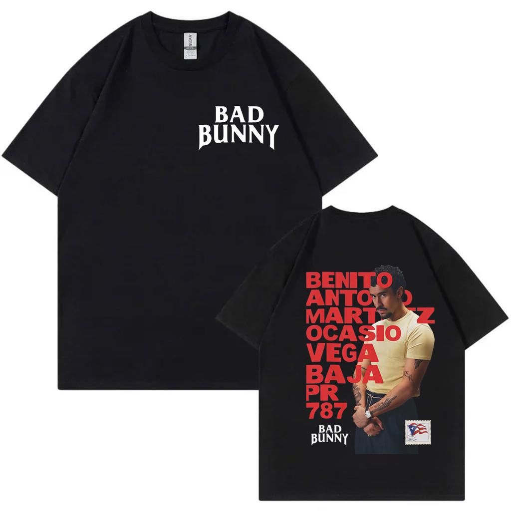 Rapper Bad Bunny Merch T Shirt Fashion Hip Hop Vintage Short Sleeve Tshirts Men Women Clothing Casual Cotton Tshirt Streetwear