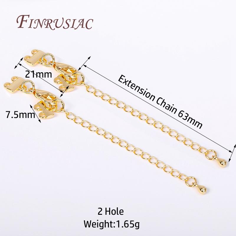 

18K Gold Plated Brass Metal Lobster Clasps with Extension Chain with 2/3-Strand End Bar Lock For DIY Jewelry Making Fittings 2 Pieces