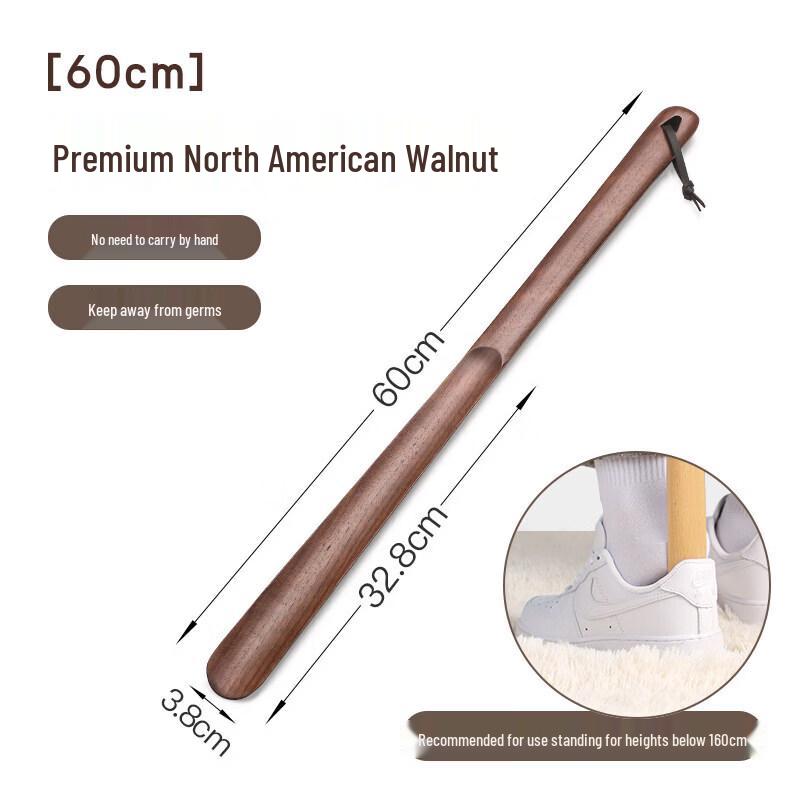 LIEI Long Handle Walnut Wood Shoehorn