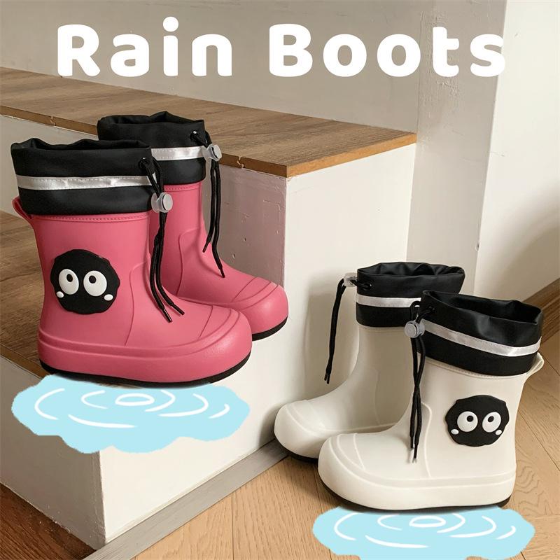 Kids' Cartoon Waterproof Rain Boots with Drawstring – Non-Slip Rubber Overshoes for Boys and Girls