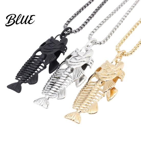 Non-fading Metal Necklace Fish Bone Necklace Punk Street Style Hollow