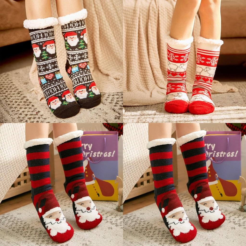 Cheerful Christmas Slipper Socks For Men Women And Kids With Plush Faux Fleece Lining