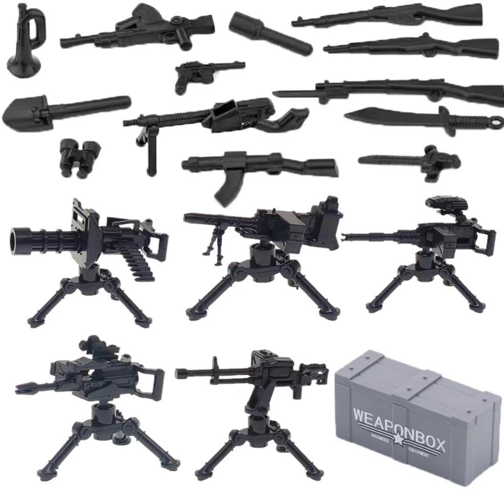 WWII Building Blocks Military Weapons Police Soldier Figure Accessories Model Brick Gun Cannon Launcher Bunker Outpost Toy X017