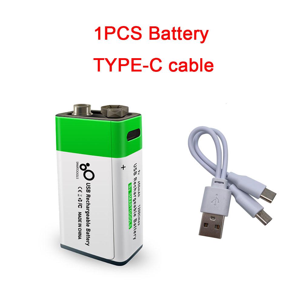 9V 650mAh Lithium Rechargeable Battery USB Charging 9 V Li-ion Square Battery for Toy Remote Control KTV Multimeter Microphone