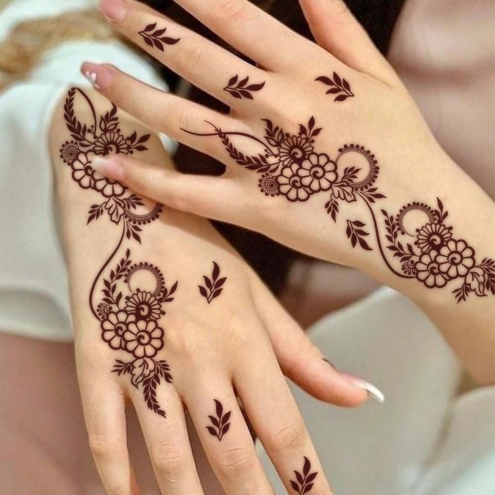 Flower Instant Decals Mehndi Designs Body Art Sticker Fashion Hand Tattoo  Summer Vacation