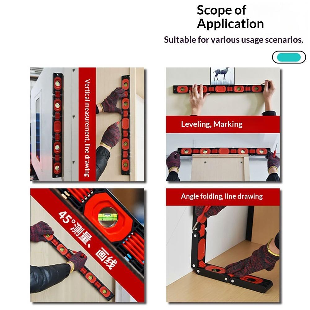 Multi-functional Folding Horizontal Ruler Home Improvement Corner Woodworking Artifact Measuring Tool Multi-angle Belt Magnetic Balance Ruler