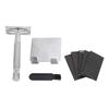 Long Handle Double Sided Shaving Tool Metal Vintage Safety Shave Tool with Refill Cutter Stand Clean
