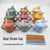 Silicone Bear Straw Cup for Toddlers 1-3 Years - Leak-Proof, Easy-to-Drink Training Cup