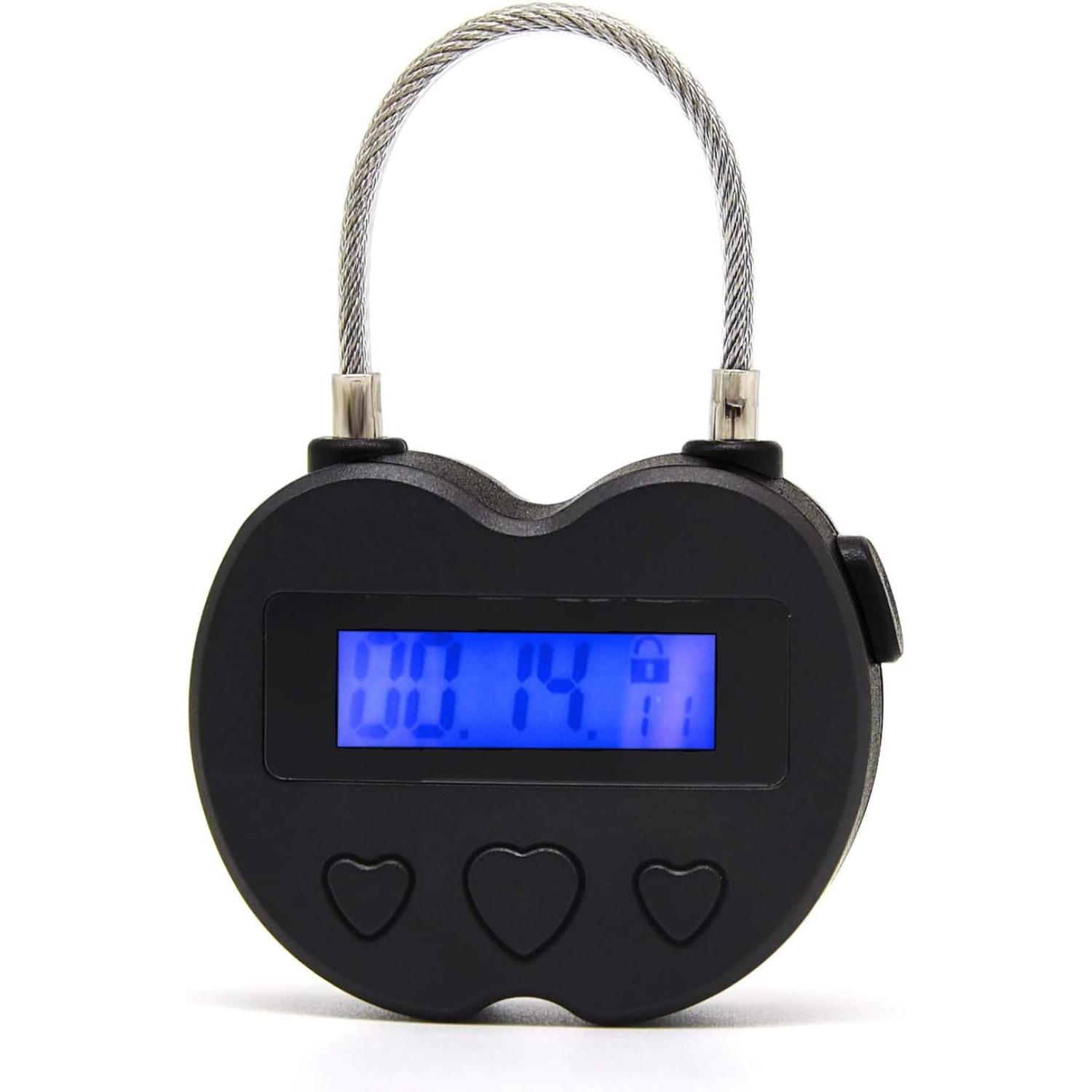 Time Lock LCD Display Time Lock Multi-Function Electronic Timer, USB Rechargeable Timer Padlock (Black) чёрный