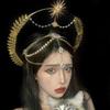 Vintage Sun Goddess Crown Gold Plated Tiara Headpiece Baroque Tiara Headband  Stage Performance