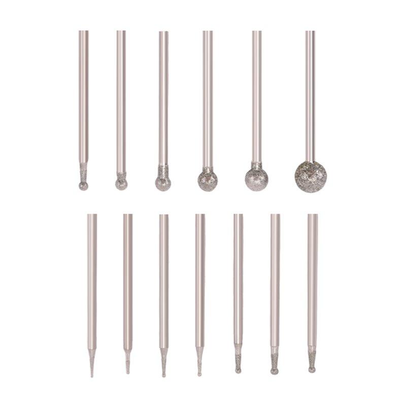 

2025 Trend 13 Pcs Ball Shape Diamond Burr Diamond Mounted Grinding Burs Stone Carving Set With 3/32 Inch Mandrel For Rotary Tool