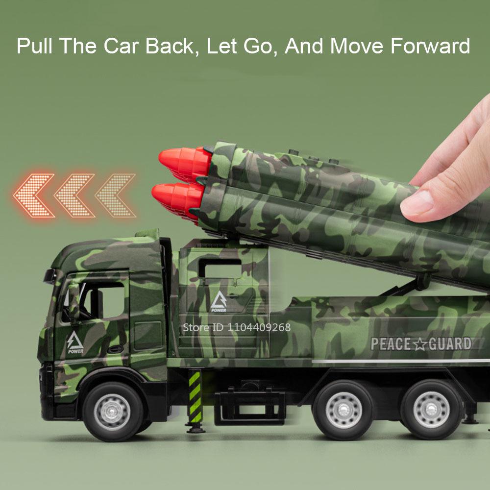1:32 Missile Rocket Launcher Drone Launch Model Car Toy Metal Diecast Sound Light Military Vehicles Toys Models Boys Gifts