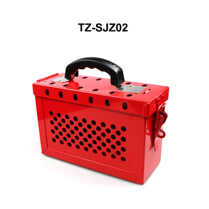 Red Portable Steel Group Safety Lockout Box Kits Small Hand Lock Box Steel Plate Management Station Tagout Box