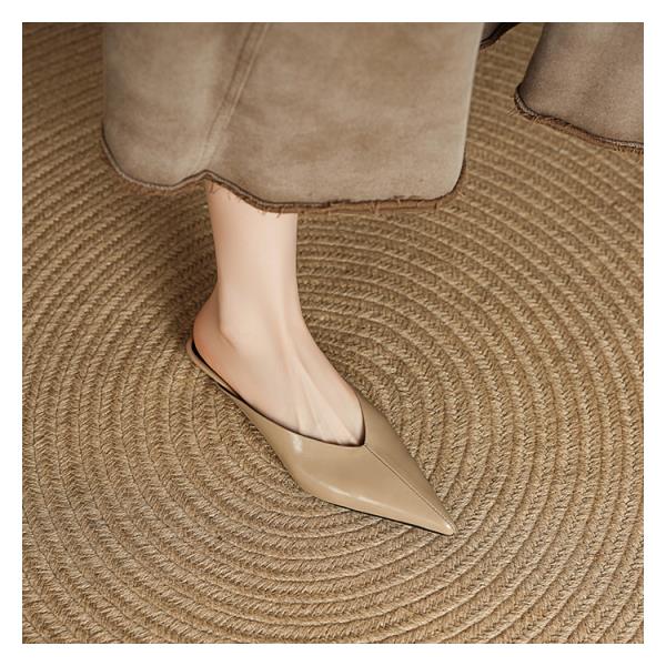 Fashion Shoes Big Size Cover Toe Mules For Women 2025 Ladies' Slippers Loafers Pointed Retro Slides Pointed Toe Loafers Shoes Big Size M