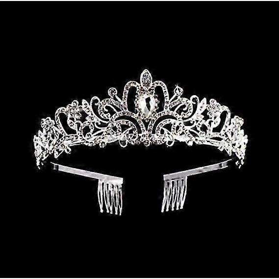 Silver Rhinestone Tiara Crown Crystal Band Comb Wedding Bridal Rhinestone Crown