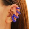 Retro Fashion C-Shaped Bling Ear Clips with Colored Diamonds - Trendy No-Pierce Earrings