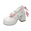 Mary Jane Thick-soled Thick-heeled High-heeled Bow 2025 Summer New One-word Strap Women's High-heeled Sandals Lolita Women's Shoes