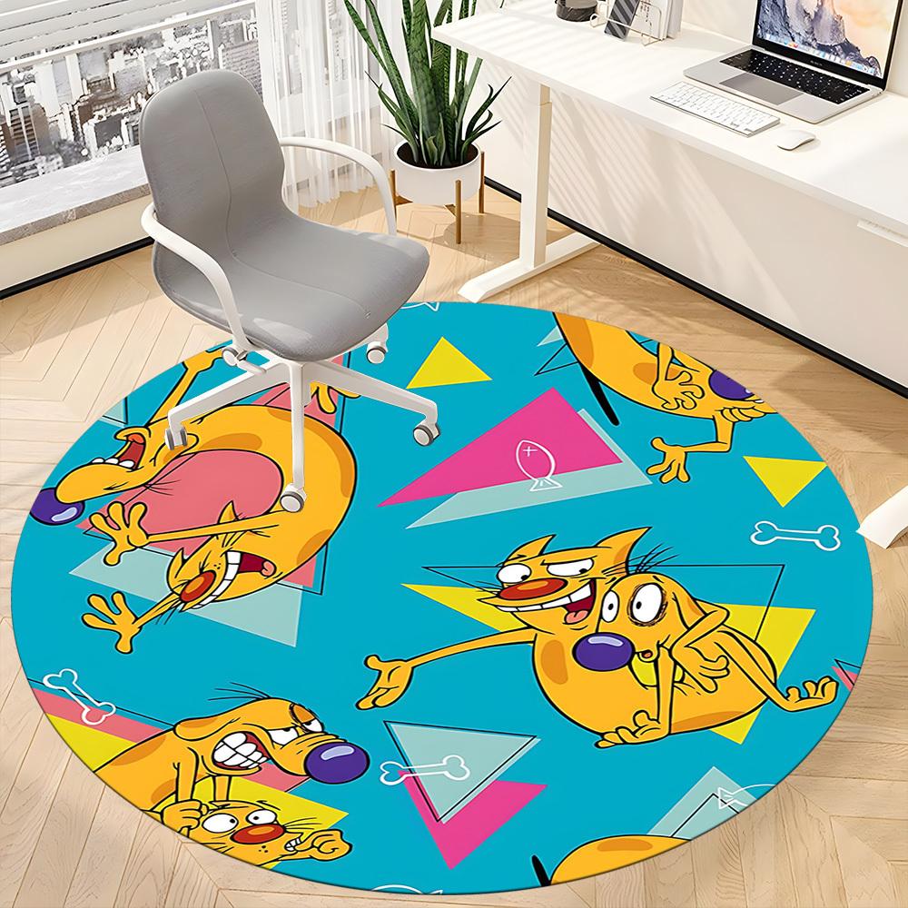 1pc CatDog Office Round Area Rug, Bedroom Living Room Home Decor, Room Deco,  Offic A1016081