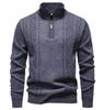 Men's Long Sleeve Half-Zip Velvet Knit Sweater - Thickened Winter Base Layer