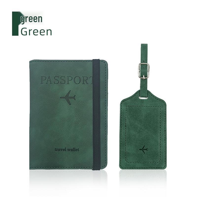 Farbwechselnder PU-Leder-Reiseausweishalter & Gepäckanhänger-Set mit RFID-Schutz