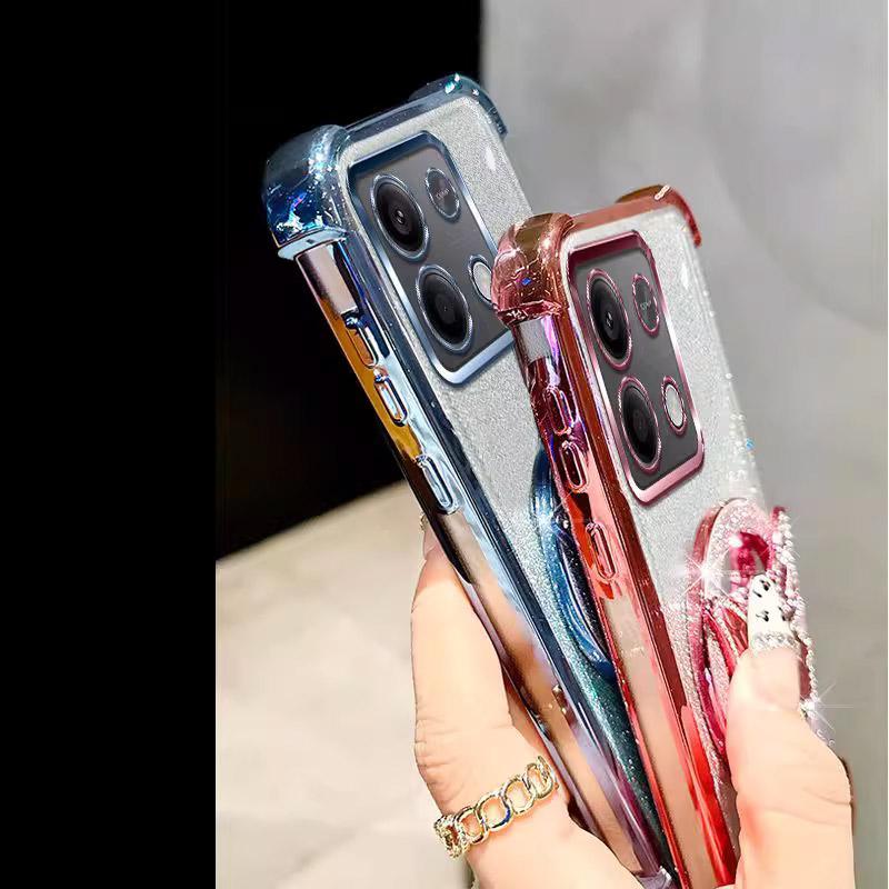 Magnetic Magsafe Stand Shockproof Case For Xiaomi 14T Poco C75 M6 X7 X6 Redmi Note 14 13 11 12 10 A3 Pro Glitter Diamond Cover