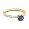 Blue Sapphire Round Soliatire Ring - 925 Sterling Silver Gold Vermeil
