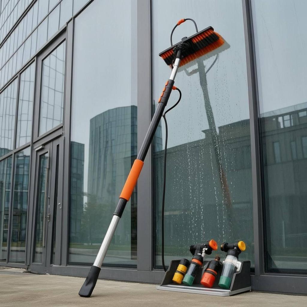 WaterSupplied Brush Aluminum Alloy Telescopic Cleaning Dense Bristles Water Fed Pole