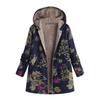 Casual Cotton Linen Loose Long Coat Printed Sleeve Fashion Jacket Vintage Zipper Women's Hooded Plus Size Temperament