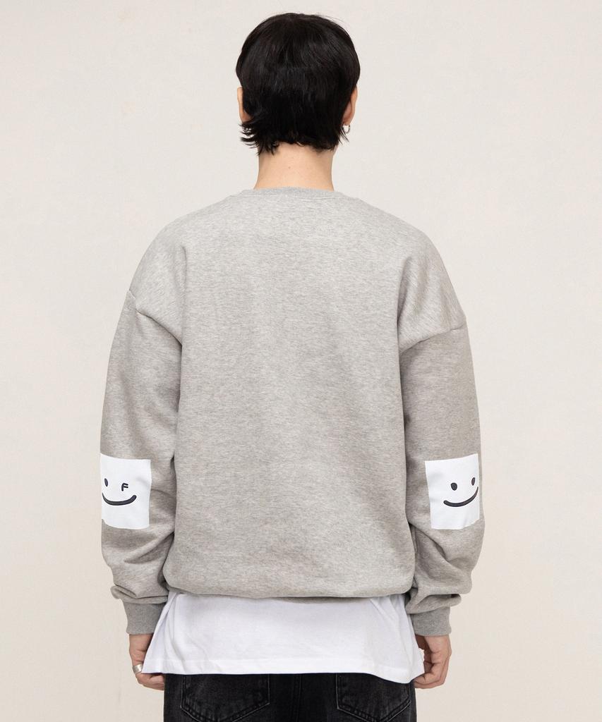 GRAVER [Unisex] Elbow Square Smile Sweatshirt_Gray