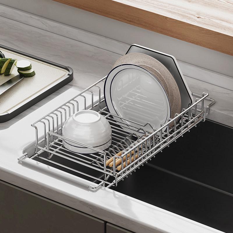 304 Stainless Steel Retractable Kitchen Storage and Draining Rack