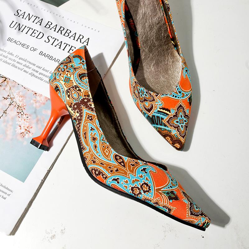 Women's high-heeled single shoes spring and summer pointed thin heels large size versatile low-top shoes