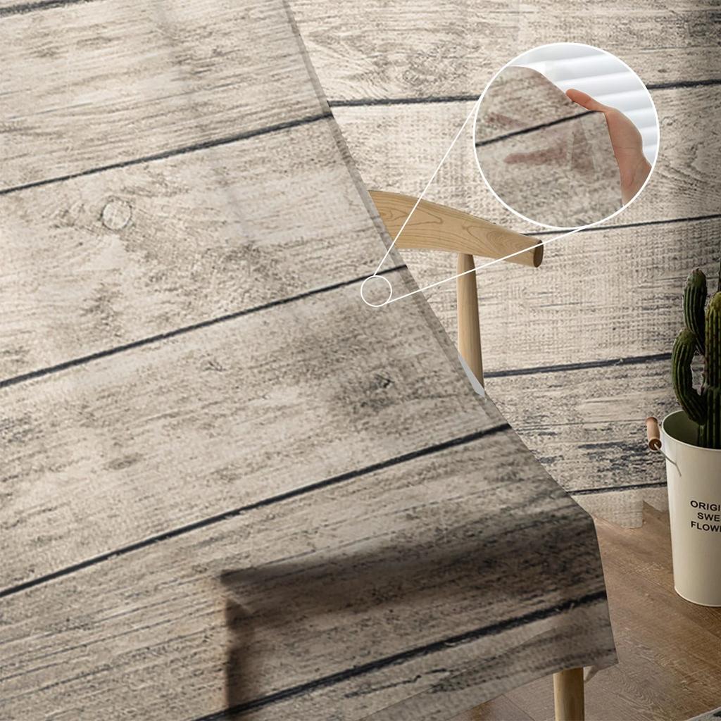 Tüllvorhänge mit Holzplankenstruktur für Wohnzimmer, bedruckt, durchsichtiger Voile-Vorhang, Schlafzimmer, Fenster, Sichtschutz, Jalousien, Heimdekoration