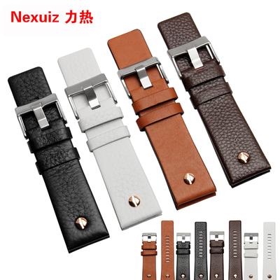 22mm 24mm 26mm 28mm 30mm Herren-Uhrenarmband Schwarzes Lederarmband Edelstahlschließe DZ7271 7312 7350