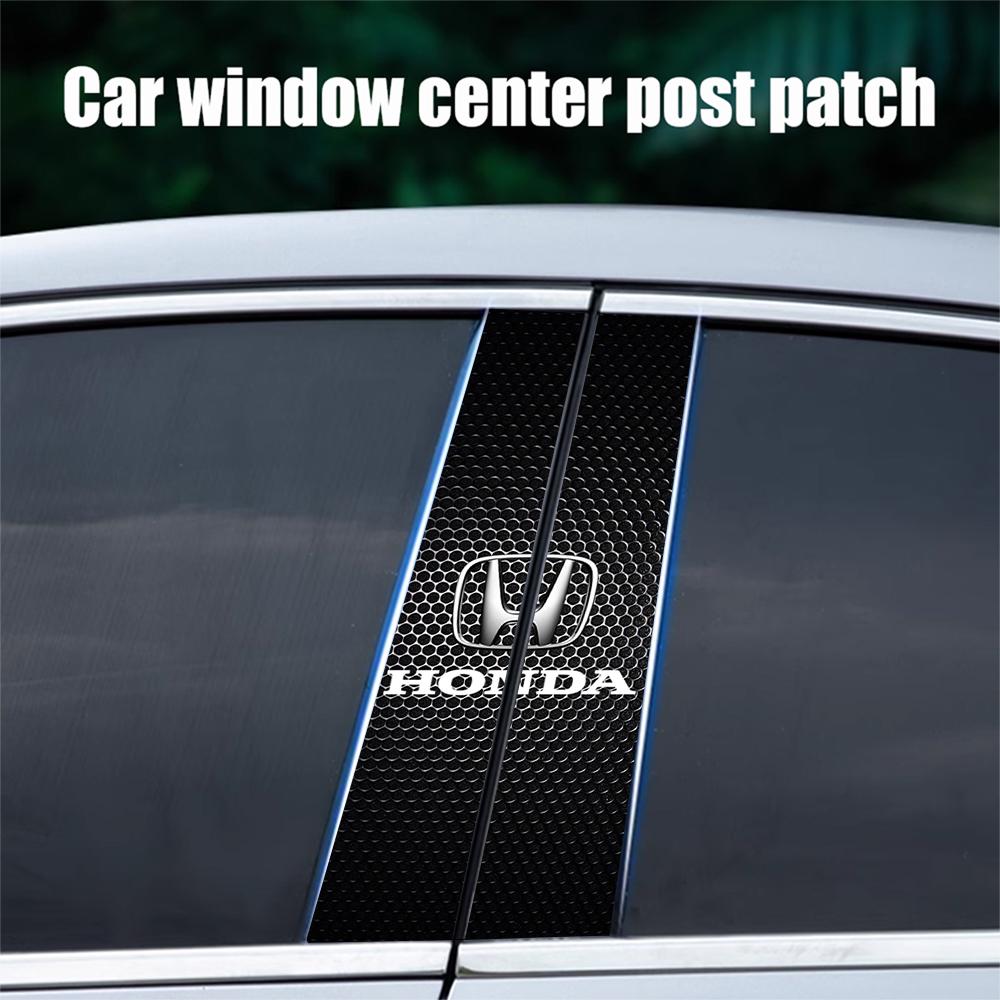 2pcs Car Stickers B-Pillar Center Column Decoration Cover Decals For Honda Civic Fit Pilot BRV Jazz Accord HRV CRV