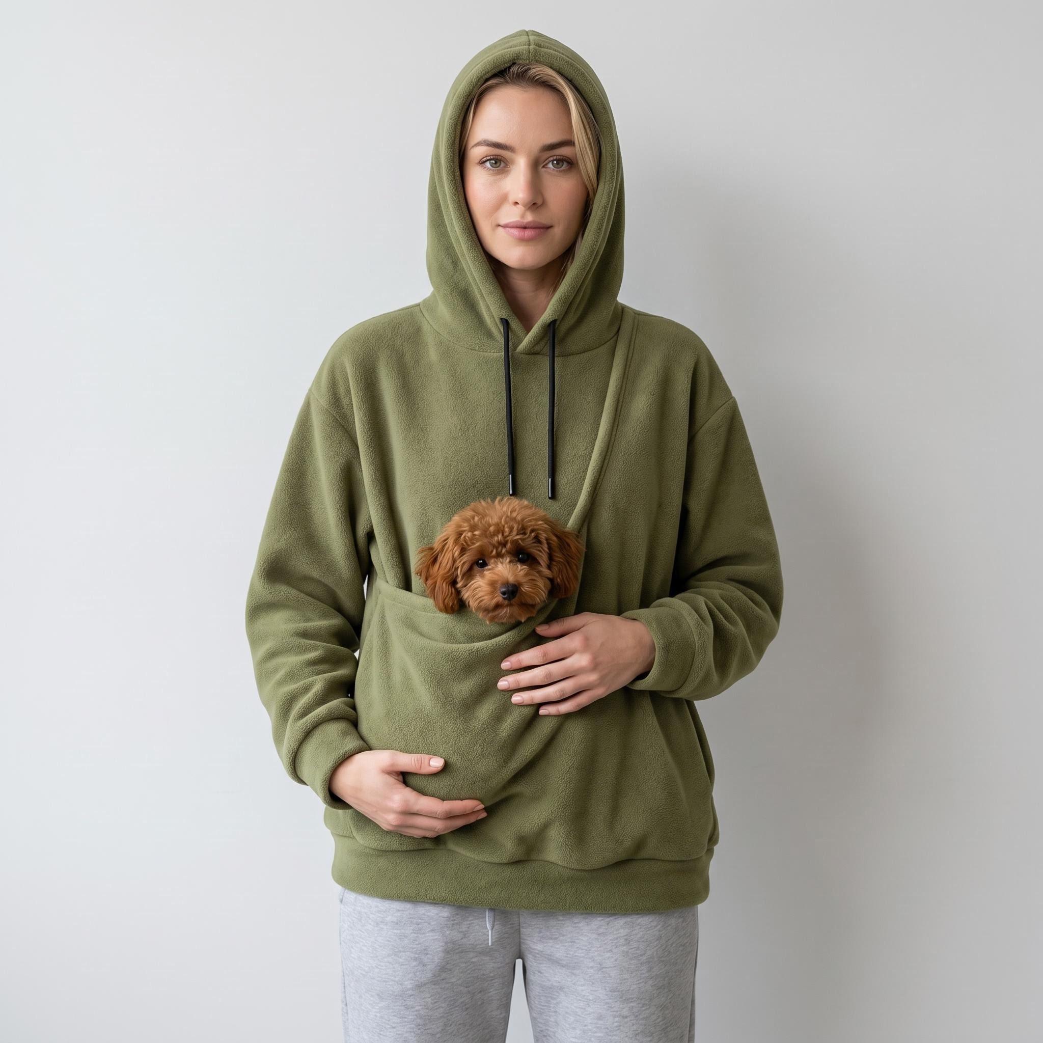 Unisex vilnas hūdijs ar kanguru kabatu