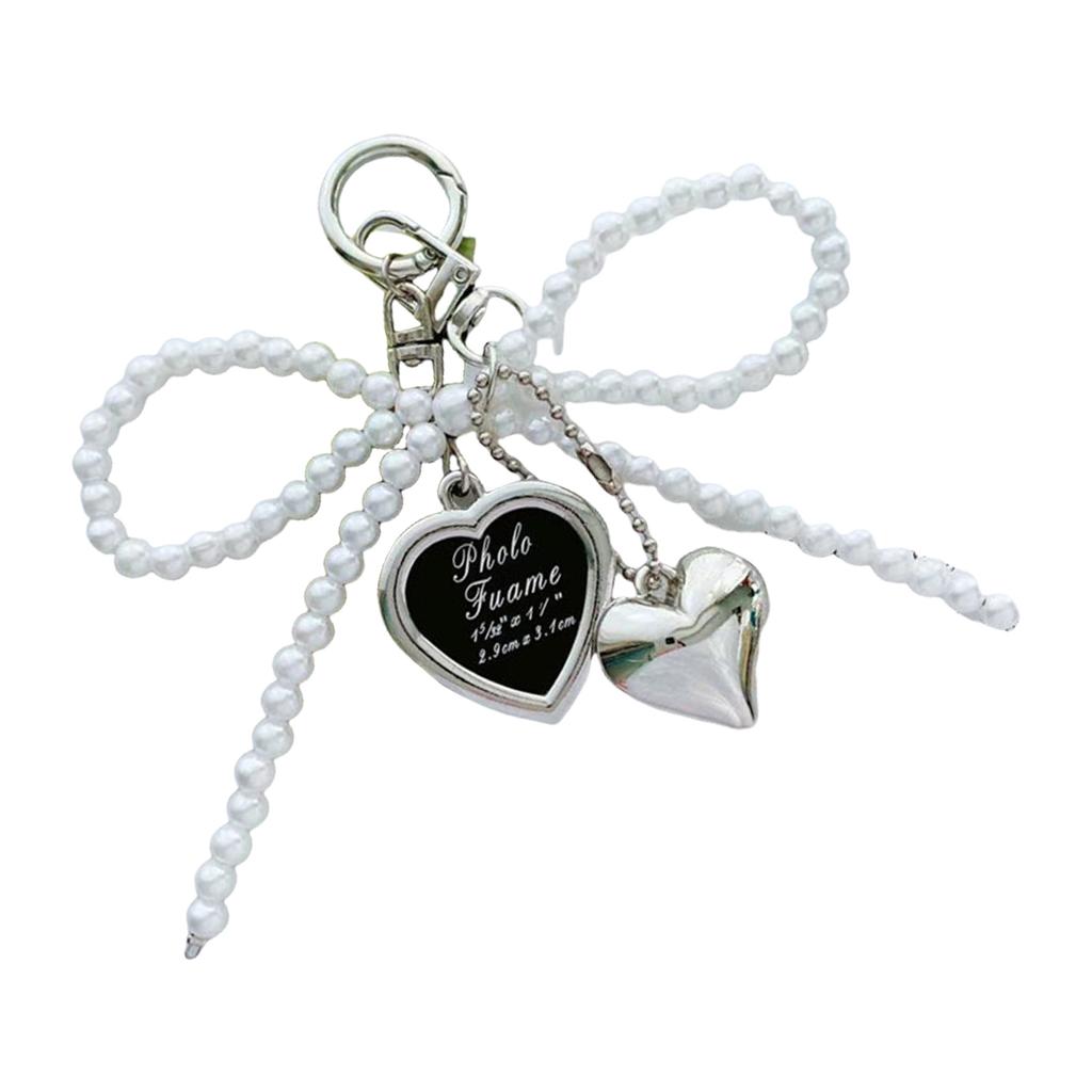 Lovely Heart Keychain Bows Keyring Korean Styles Bag Charm Bag Pendant Ornaments Car Keychain Handbag Charm Decorations