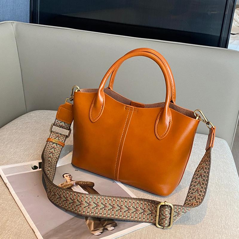 Genuine Leather Women's Bag Single-shoulder Tote Bag Niche Crossbody Retro Large-capacity Handbag