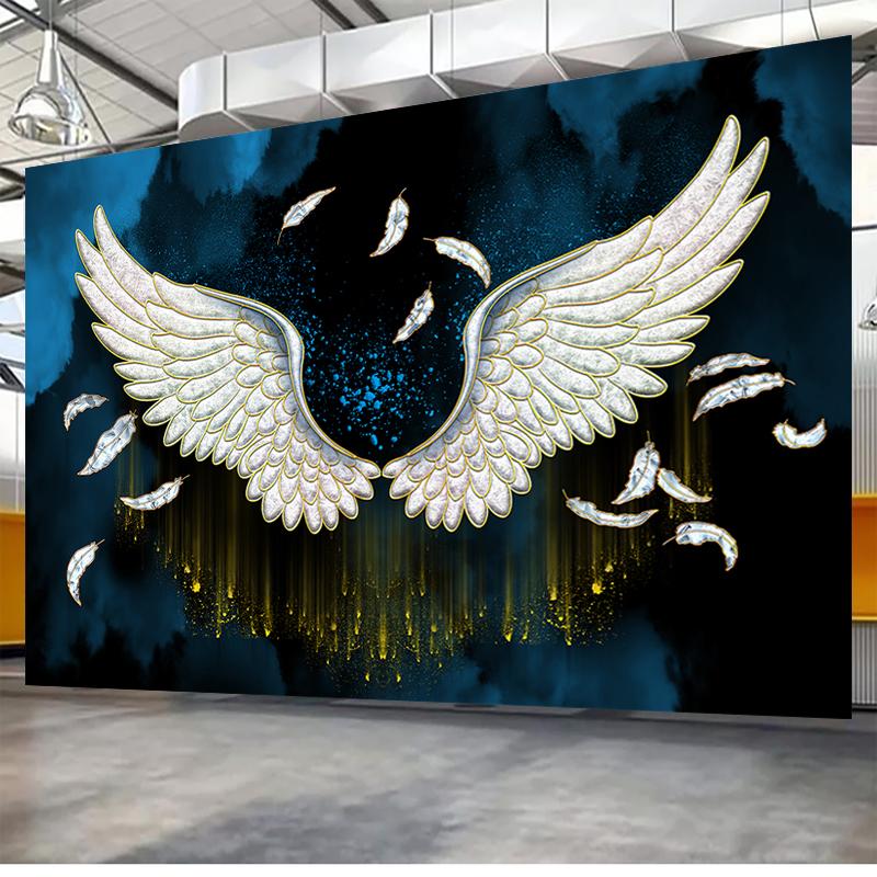 3D Mural Wallpaper European Angel Wings Oil Painting 3D Background Wall Decoration Living Room Bedroom Home Home Frescoes