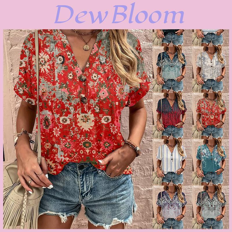 Wish Womens T Shirt With 3d Print And V Neck For Summer Casual Wear