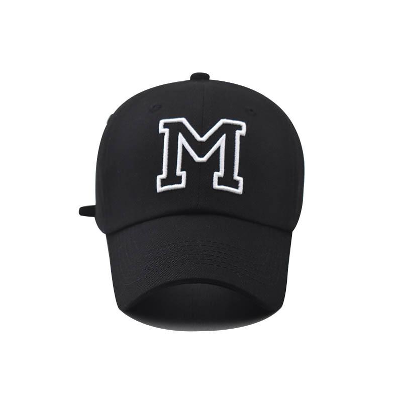 M Letter Embroidery Wide Brim Baseball Hat Sun Protection Cap For Use Outdoor