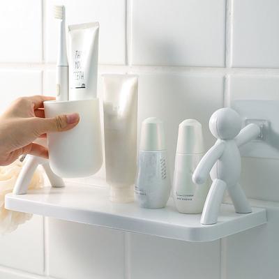 1 stuk zelfklevende cartoonfiguren ondersteunde plastic plank, boorvrij badkamer opbergrek, keuken organizer voor kruidenpotjes