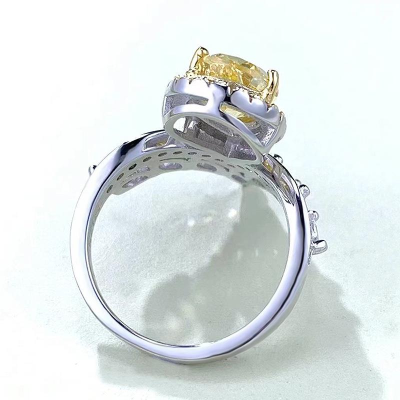 Xiancan Jewelry S925 Silver High Carbon Diamond Teardrop Crown Ring (2023 Light Luxury Design)