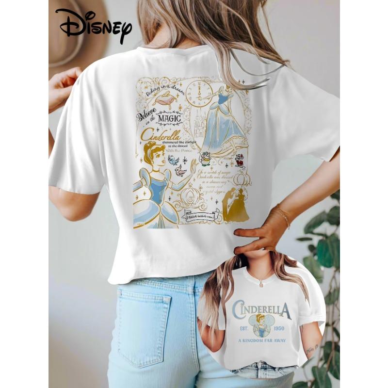 ETST49 Disney Assepoester Prinses Meisje Kinder Zomer T-shirt Familie Ouder-Kind Kleding Cartoon Casual Los Korte Mouwen 4XL
