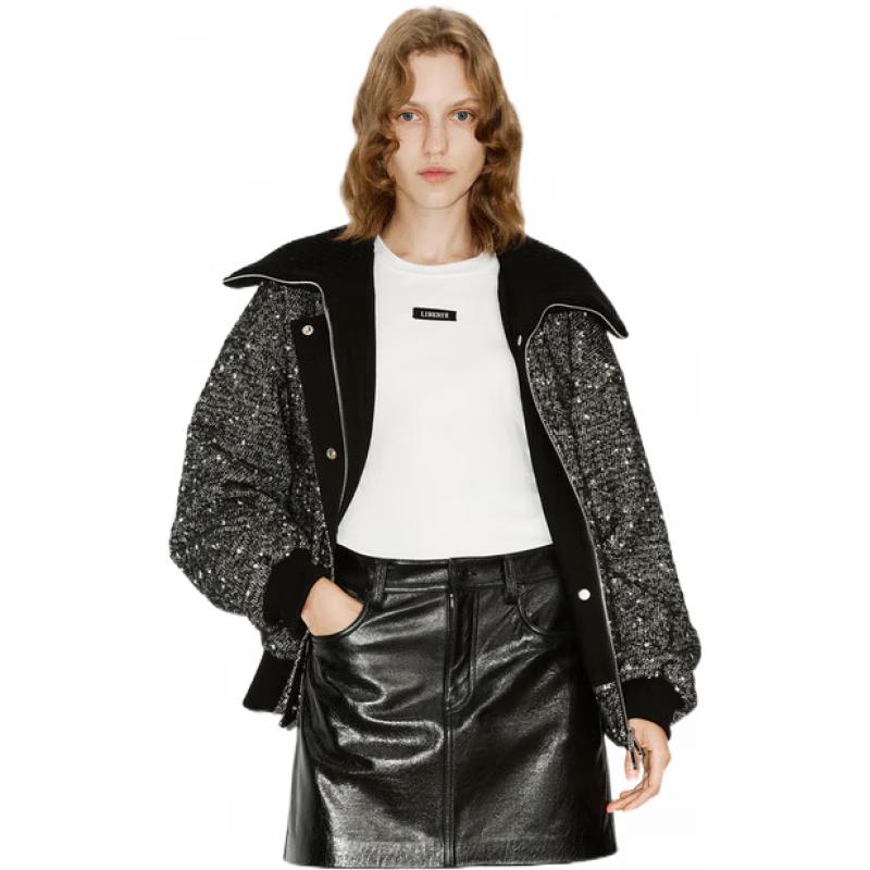 

MO&Co. Wool Blend Tweed Bomber Jacket M 165