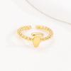 Adjustable 18K Gold Bubble Beaded Open Ring with 26 Alphabet Options