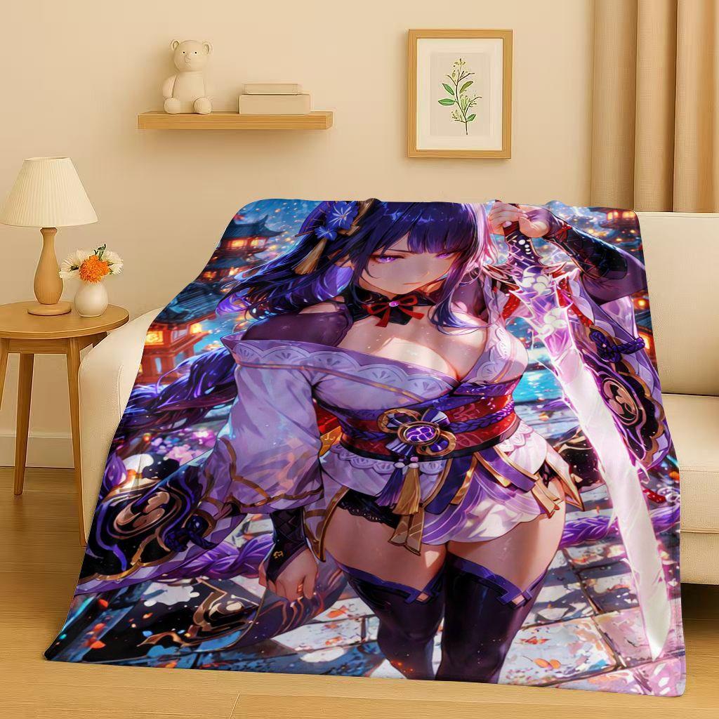3D Genshin Impact Game Cartoon Flannel Blanket,Ultra Soft Warm Plush Throw for Home Bedroom Bed Sofa Cover Picnic Girl Gift