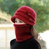 Women Winter Hat Keep Warm Cap Add Fur Lined CAPS And Scarf Set Warm For Female Casual Rabbit Fur Winter Knitted Bonnet