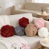 Nordic Inspirited Woven Round Pillow With Leather Fur Cover For Living Room Decor