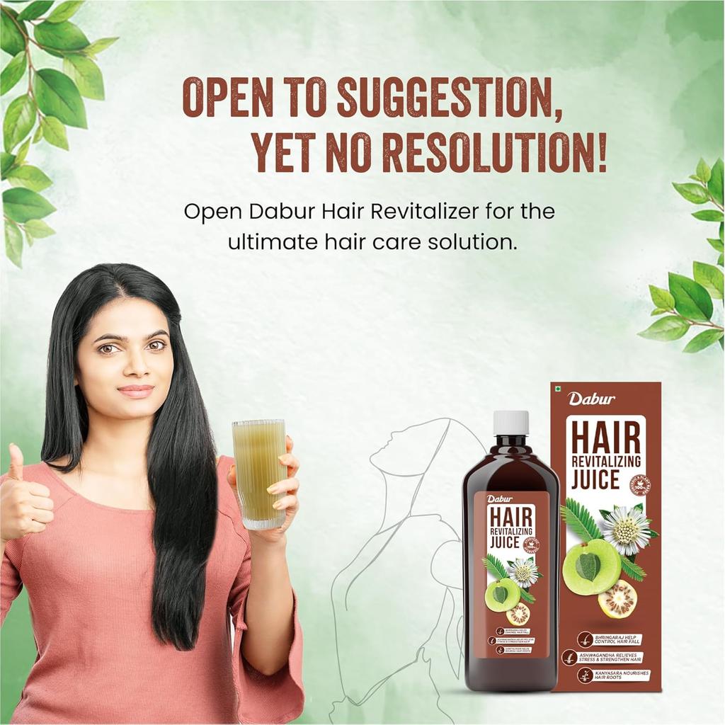 Dabur Hair Revitalizing Juice 1 L Hair Care Juice For Hair Fall Control Amla Bhringraj Aloe Vera Ashwagandha